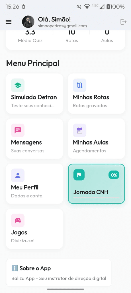 Baliza App Home Screen